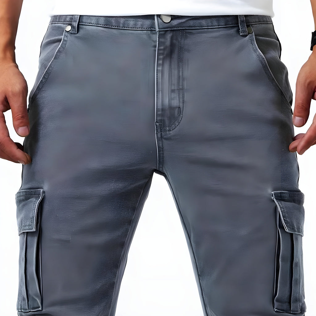 Stretch Denim Cargo Pants