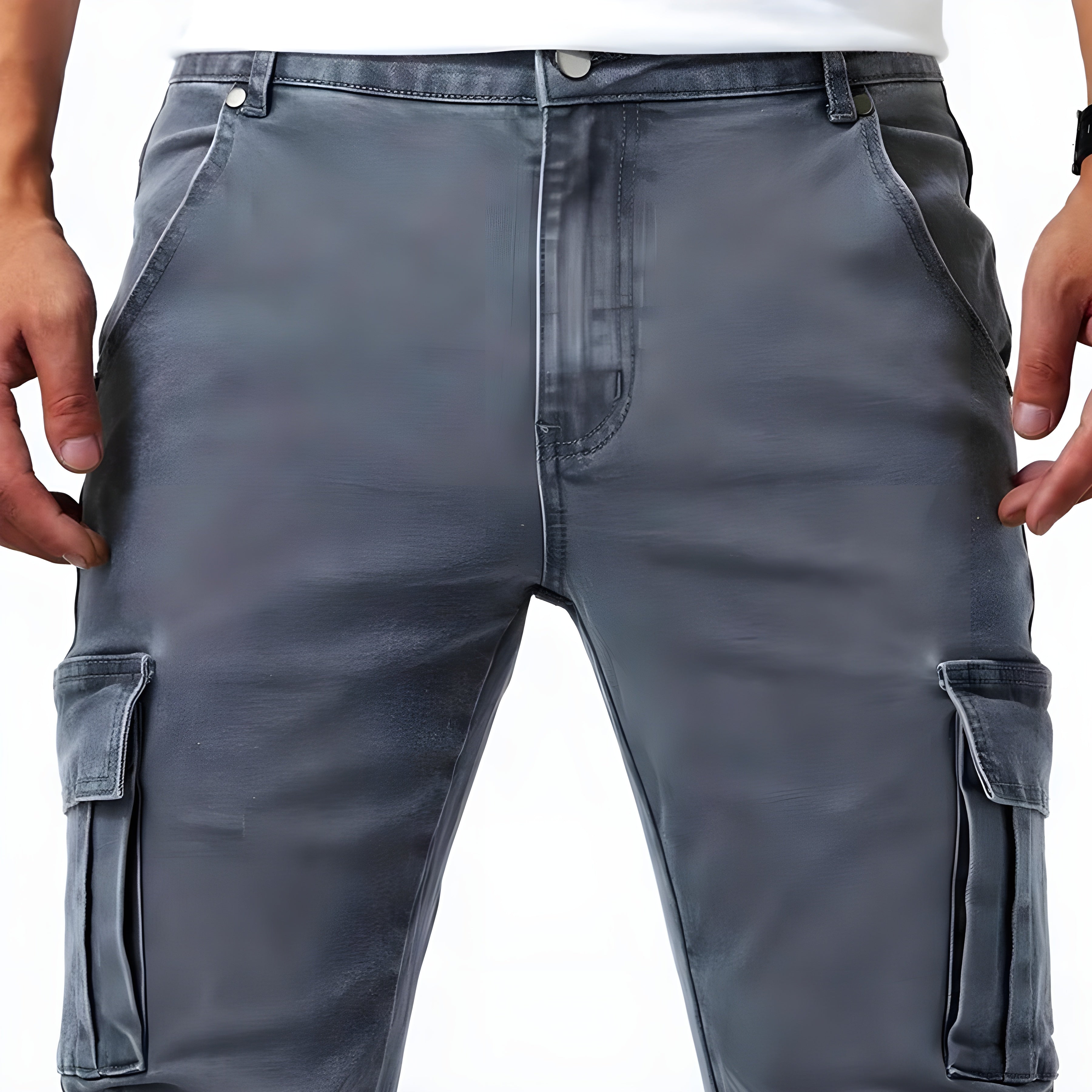 Stretch Denim Cargo Pants